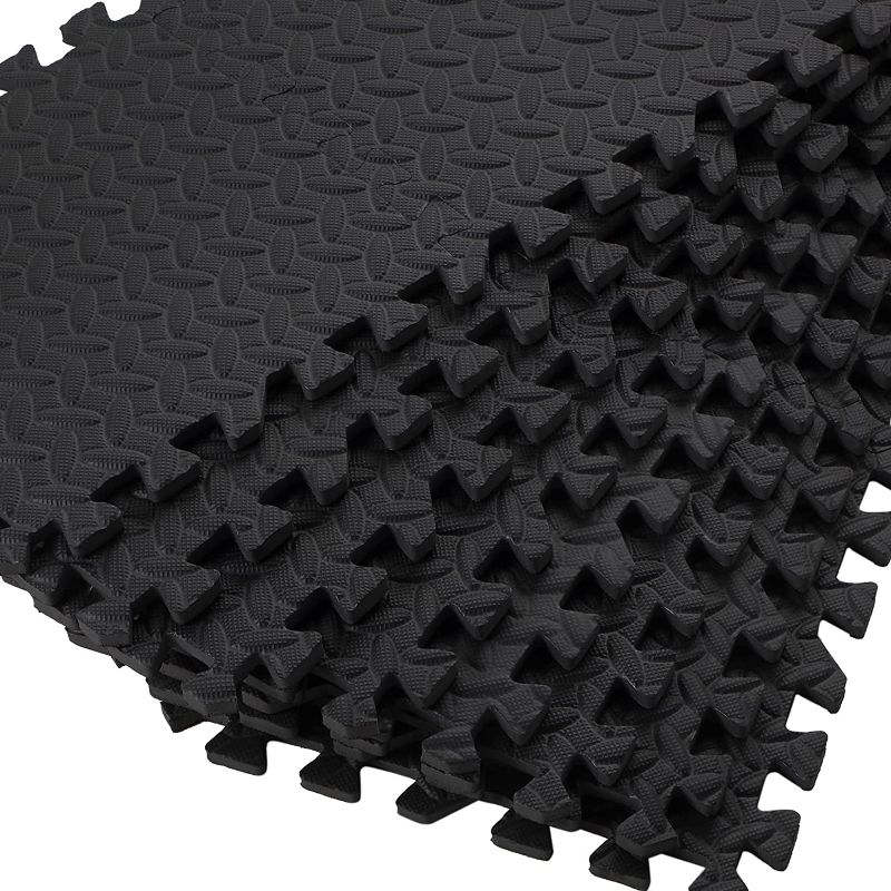 Photo 1 of 64 Pcs Baby Play Mat Interlocking Toddler Foam Mats Puzzle Playmat for Babies Square Foam Floor Mat for Gym, Nursery, Playroom (Black)
