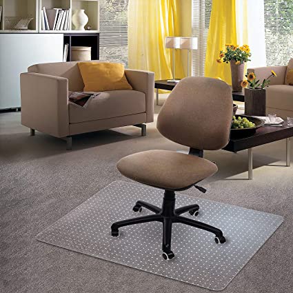 Photo 1 of Kuyal Carpet Chair Mat, 48" x 30" PVC Home Office Desk Chair Mat for Floor Protection, Clear, Studded, BPA Free Matte Anti-Slip (30" X 48" Rectangle)
