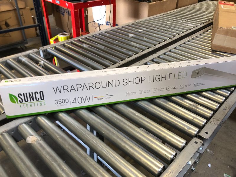 Photo 1 of Sunco Lighting LED Wraparound Light Fixture 4FT, Garage Ceiling Lights, Linkable 40W=300W, 3500 LM, 5000K Daylight, Hardwired, Surface Mount, Workshop Utility Light ETL Energy Star