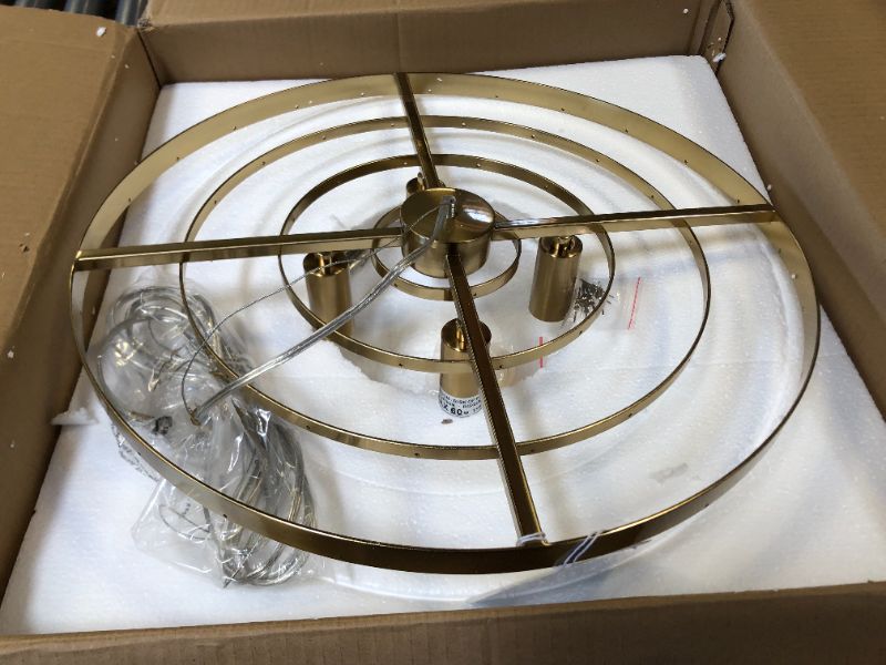 Photo 2 of ALICE HOUSE 18.2" White Shell Chandeliers, Brushed Brass Finish, Coastal Kitchen Island Light Fixture, 4 Light Modern Pendant Light for Dining Room, Foyer, Entryway and Bedroom AL2608-P4