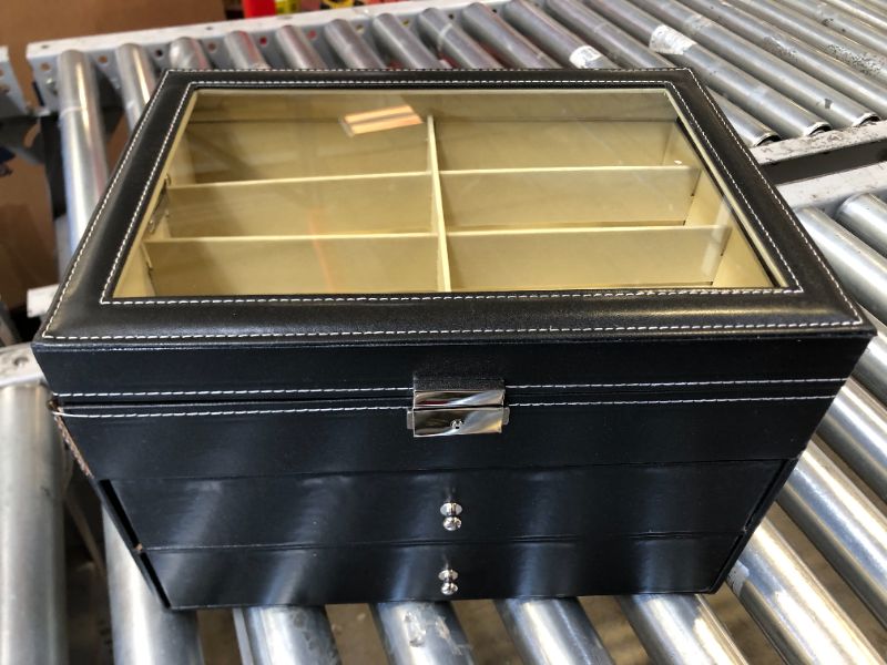 Photo 1 of AUTOARK Leather 24 Piece Eyeglasses Storage and Sunglass Glasses Display Drawer Lockable Case Organizer,Black,AW-095 *** SLIGHT TEAR ON ONE OF THE CORNERS ***

