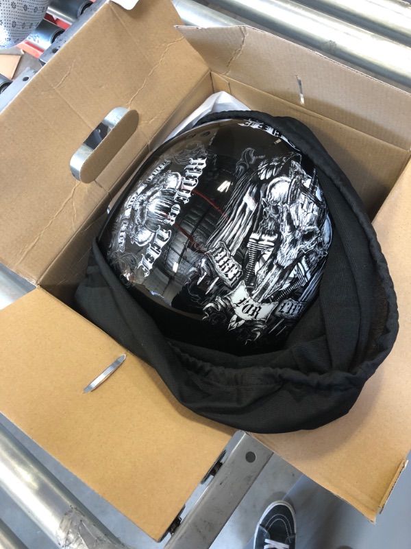 Photo 1 of Hot Leathers HLD1016 Ride or Die Gloss Black Motorcycle DOT Skull Cap Half Hel
