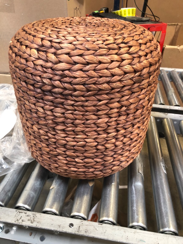 Photo 2 of Abington Lane Round Water Hyacinth Woven Ottoman, Woven, Home Decor Piece for The Contemporary Home