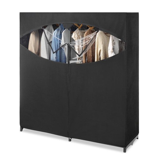 Photo 1 of Whitmor 60 Black Portable Wardrobe Clothes Closet Organizer with Hanging Rack