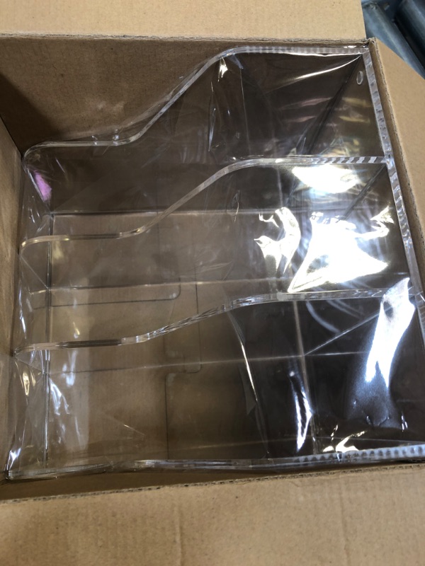 Photo 1 of SANRUI Clear Acrylic Magazine File Holder Desk Organizer File Folder for Office Organization and Storage with 3 Vertical Compartments