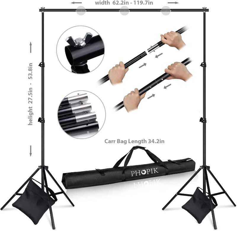 Photo 1 of  REFERENCE ONLY  Photo Studio Backdrop Stand,  Adjustable Photo Background Holder, Back Drop Banner Stand Support System Kit for Portrait & Studio Photography, Birthday Party