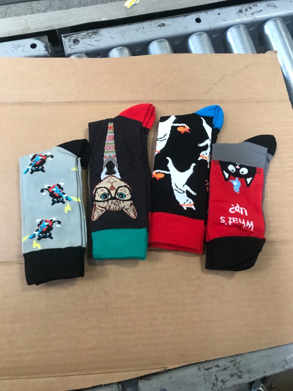 Photo 2 of Cansok Men's 2/4 Packs Fun Crazy Novelty Dress Crew Socks
