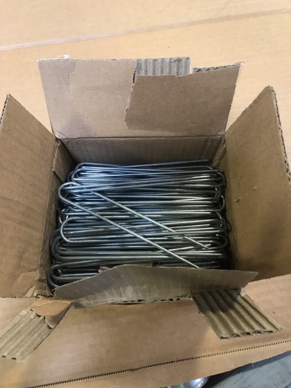 Photo 2 of 6-Inch Landscape Staples ~ 9 Gauge Steel - Fabric Pins, Garden Earth Stakes, Ground Cover, Fence Anchors, Lawn Nails ~ Trusted by Organic Farmers Across The USA (200 Staples)