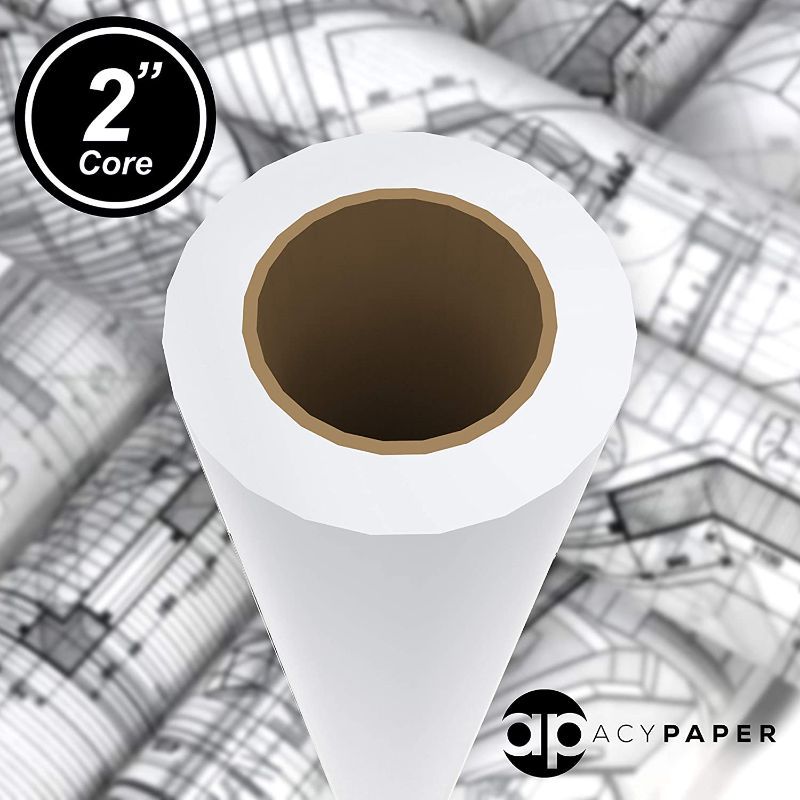 Photo 1 of ACYPAPER Plotter Paper 36 x 150, CAD Paper Roll, 20 lb. Bond Paper on 2" Core for CAD Printing on Wide Format Ink Jet Printers. Premium Quality