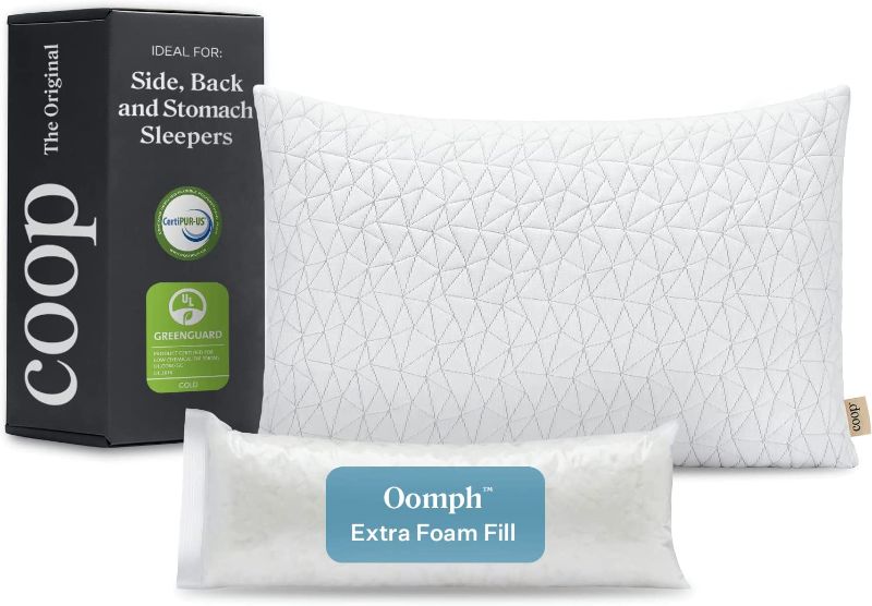 Photo 1 of Coop Home Goods Original Loft Pillow Queen Size Bed Pillows for Sleeping - Adjustable Cross Cut Memory Foam Pillows - Medium Firm Back, Stomach and Side Sleeper Pillow - CertiPUR-US/GREENGUARD Gold
