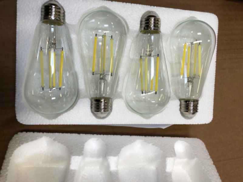 Photo 2 of 4-Pack Vintage 8W ST64 LED Edison Light Bulbs 100W Equivalent, 1400Lumens, 5000K Daylight White, E26 Base LED Filament Bulbs, CRI 90+, Antique Glass Style Great for Home, Bedroom, Office, Non-Dimmable 5000k Daylight White St64
