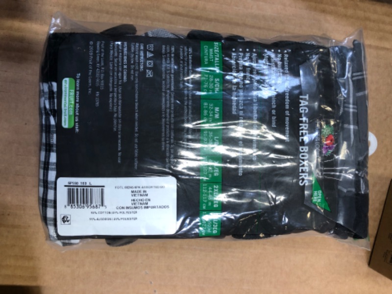 Photo 1 of Fruit of the Loom Men's Tag-Free Boxer Shorts (Knit & Woven) Woven Boxer Shorts Large Woven - 6 Pack - Exposed Waistband