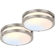 Photo 1 of 10 inch Flush Mount LED Ceiling Light Fixture, 17W [120W Equiv] 1100lm, 2700K/3000K/3500K/4000K/5000K Adjustable Ceiling Lights, Brushed Nickel Saturn Dimmable Lighting for Hallway Bathroom - 2 Pack --- Box Packaging Damaged, Item is New
