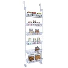 Photo 1 of 6-Tier Over-The-Door Metal and Plastic Pantry Organizer with 6 Full Baskets - White - 6-Tier --- Box Packaging Damaged
