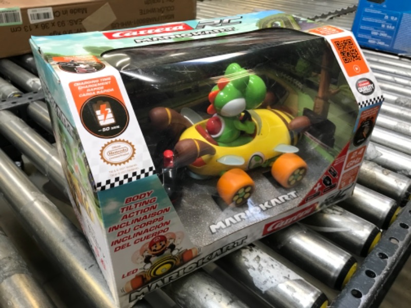 Photo 2 of Carrera 181065 RC Official Licensed Mario Kart Bumble V Yoshi 1:18 Scale 2.4 GHz Remote Radio Control Car with Rechargeable LiFePO4 Battery - Kids Toys Boys/Girls Mario Kart Bumble V - Yoshi