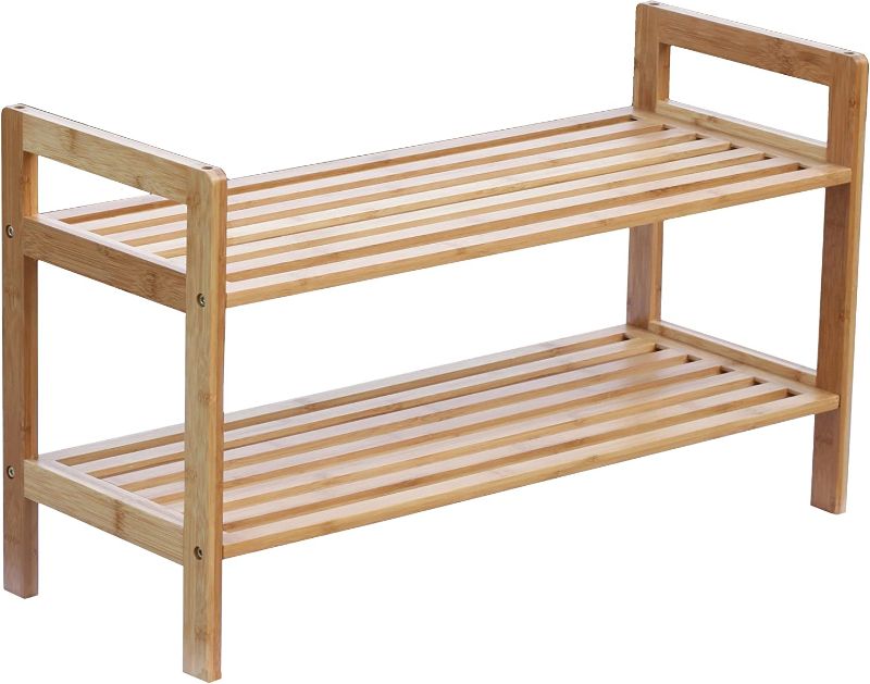 Photo 1 of 2-Tier Bamboo Shoe Rack, Brown