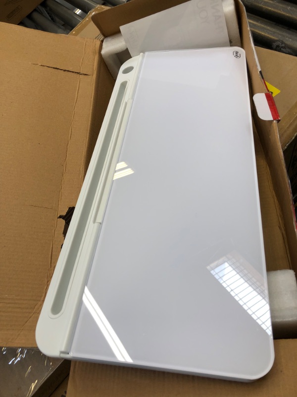 Photo 1 of Extra Large | Griply Small Glass Desktop Whiteboard | Desktop Dry Erase Board Storage | White Board for Desk | Desk Organizers with Accessories | Office, Home, School Supplies (Standard)