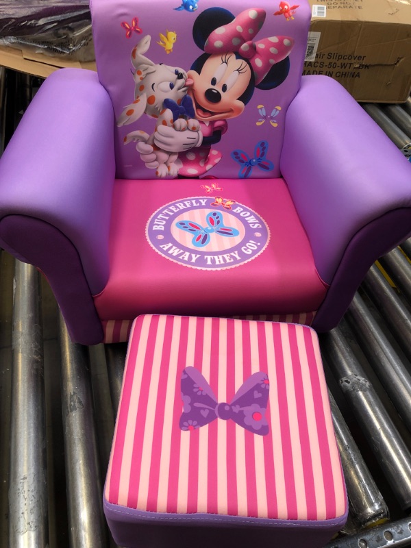 Photo 3 of Delta Children Upholstered Chair with Ottoman, Disney Minnie Mouse