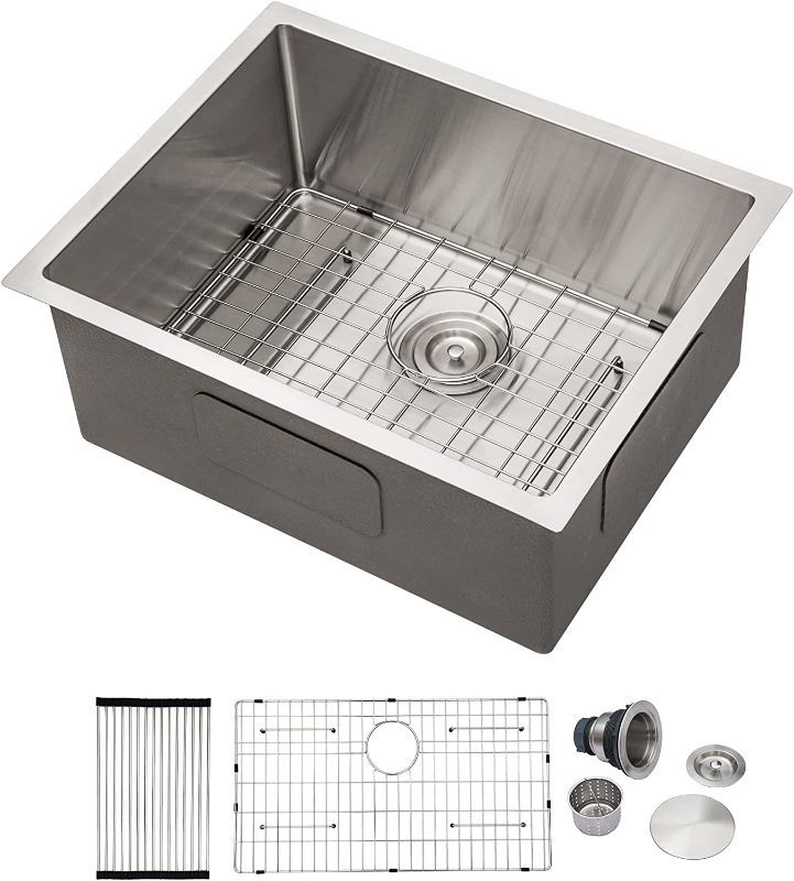 Photo 1 of 21" Undermout Bar Sink - Dcolora 21 Inch Stainless Steel Kitchen Bar Prep Sink 16 Gauge with Round Corner X Grooves Single Bowl Rectangular RV Camper Bar Sink Under Counter Utility Basin
