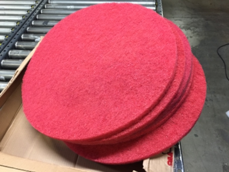 Photo 1 of 3M Buffer Floor Pad 5100, Red, 20", 5/Case, Removes Soil, Scratches, Scuff Marks, and Black Shoe Heel Marks 20" 5.0