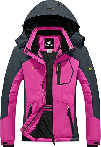 Photo 1 of GEMYSE Girl's Waterproof Ski Snow Jacket Fleece Windproof Winter Jacket with Hood, Size XXL --- Box Packaging Damaged, Item is New
