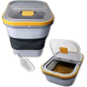 Photo 1 of 35 LB Collapsible dog food storage container with scoop, an airtight seal, handles and wheels, pet food container with lid, kitchen rice storage, cereal --- Box Packaging Damaged, Item is Factory Sealed

