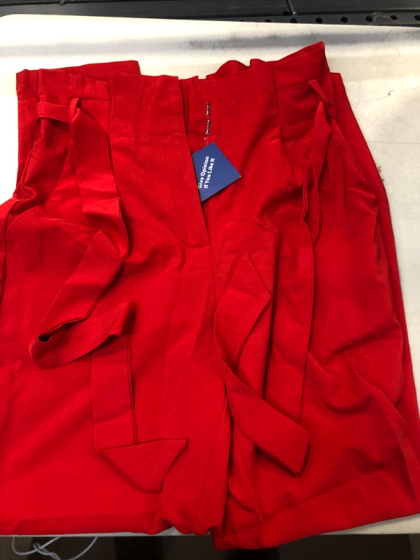 Photo 2 of Ohvera Women's All Occasions Paper Bag Waist Pants Trousers with Tie Pockets
