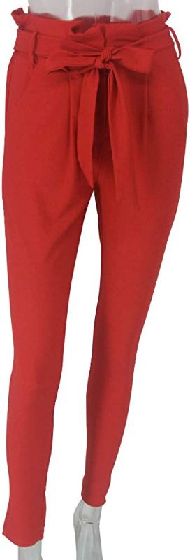 Photo 1 of Ohvera Women's All Occasions Paper Bag Waist Pants Trousers with Tie Pockets
