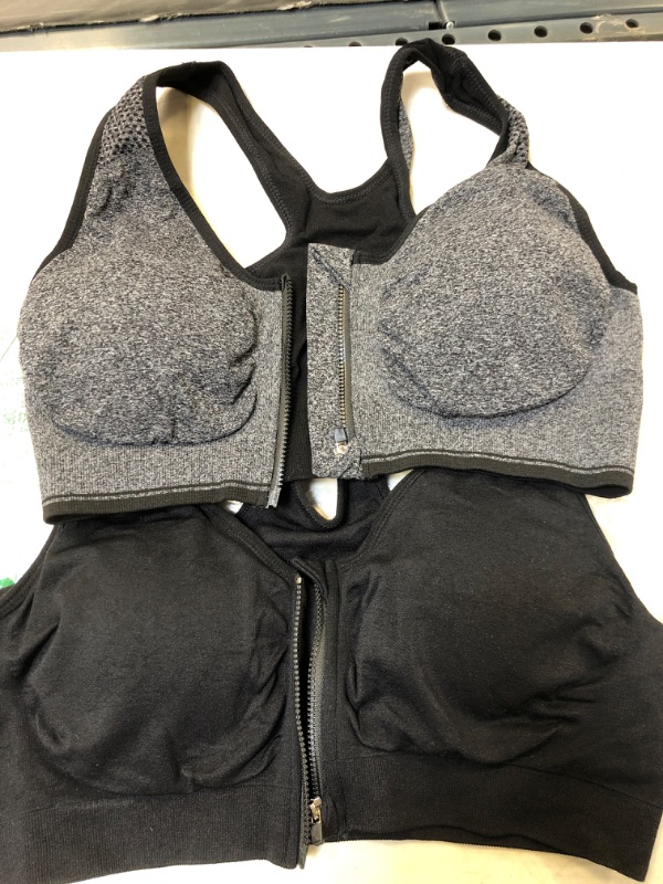 Photo 2 of Fapreit Women's Zip Front Closure Sports Bra - Seamless Wirefree Post Surgery Zipper Padded Racerback Workout Gym Yoga Bras SIZE L
