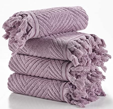 Photo 1 of Arvec Turkish Bamboo Towel %70 Bamboo %30 Turkish Cotton, 500 GSM, Authentic Design 4 Piece Hand Towel Set 19 x 35 Ultra Absorbent and Ultra Soft (Grey)