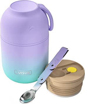 Photo 1 of 17 Oz Insulated Food Thermos Soup Thermos for Hot Food Kids Adults, 304 Stainless Steel Lunch Box Food Container with Folding Spoon, Vacuum Insulated Portable for School, Office, Outdoor (Purple)
