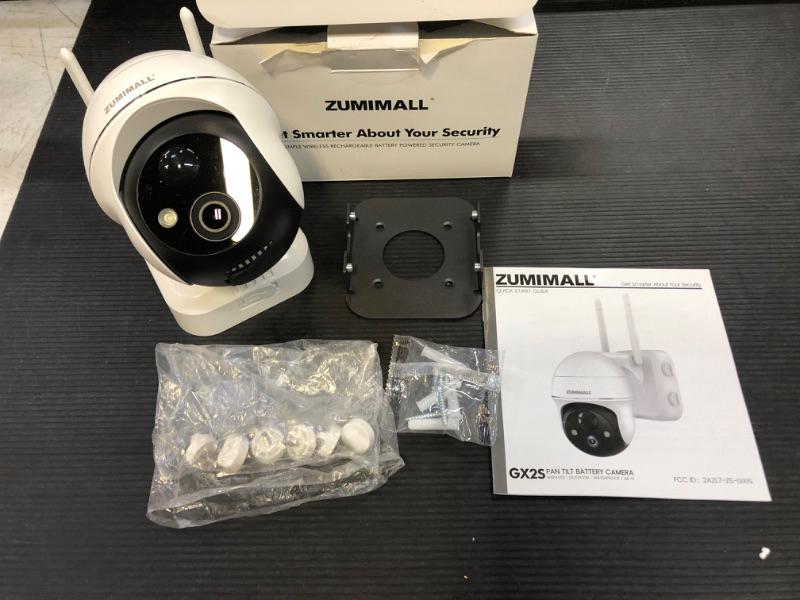 Photo 2 of 2K Security Camera Outdoor Wireless WiFi with 360° PTZ, ZUMIMALL Battery Powered Wireless Cameras for Home Surveillance, Spotlight & Siren/PIR Detection/3MP Color Night Vision/2-Way Talk/IP66/Cloud/SD single - Open for Picture. Not able to tested.