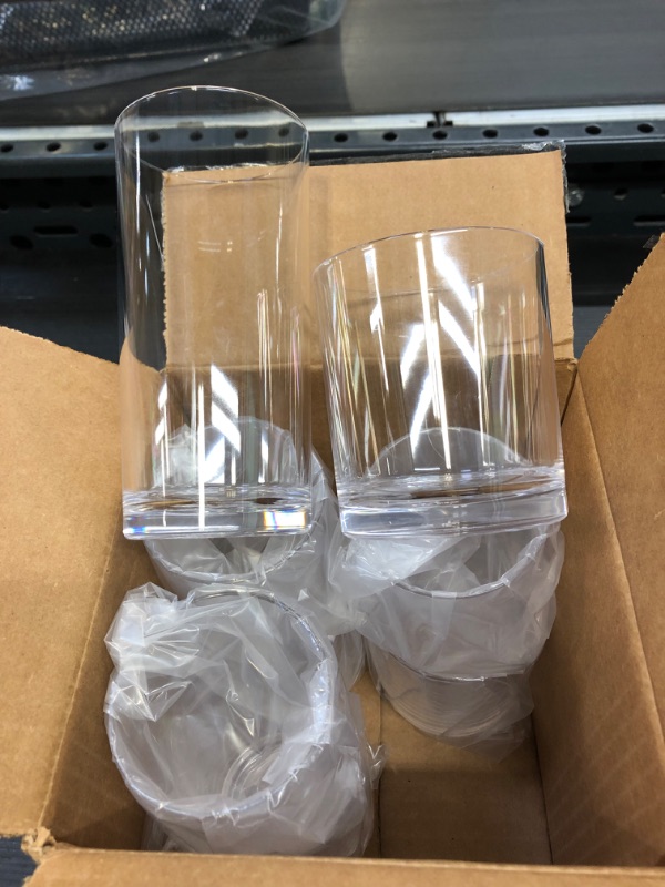 Photo 2 of US Acrylic Classic 8 piece Premium Quality Plastic Cups in Clear | 4 each: 12 ounce Rocks and 16 ounce Water Drinking Glasses | Reusable, BPA-free, Made in the USA, Top-rack Dishwasher Safe Water/Rocks Tumblers