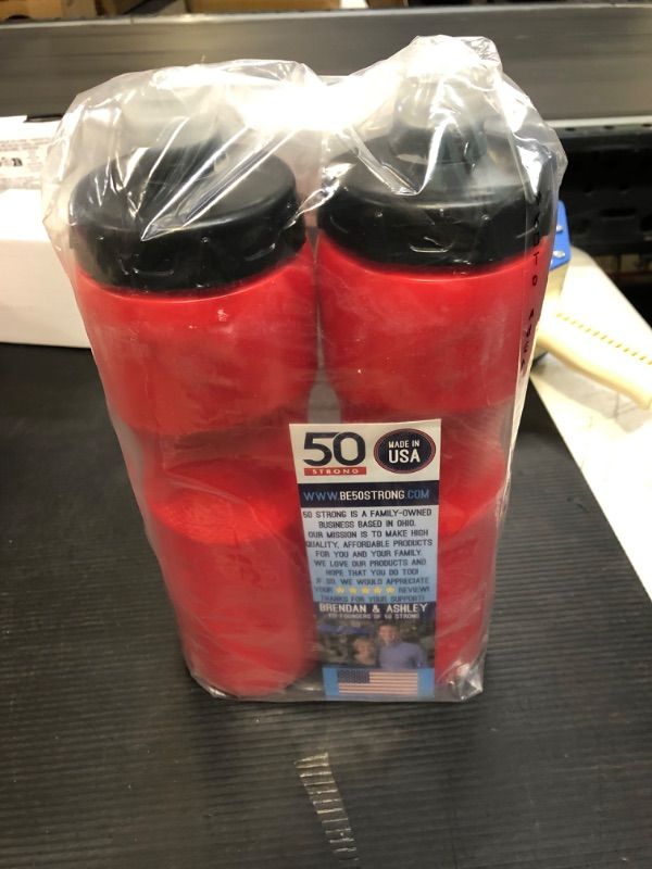 Photo 2 of 50 Strong 28 oz. Sports Squeeze Water Bottle with Premium One-Way Valve Cap - Two Pack of Squirt Bottles - Fits in Most Bike Bottle Holders - Made in USA (Red)