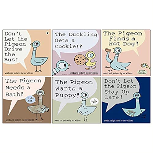 Photo 1 of Don't Let the Pigeon Series 6 Books Collection Set by Mo Willems (Pigeon Drive the Bus, Stay Up Late, Ducking Gets a Cookie, Finds a Hot Dog, Needs a Bath & Wants a Puppy)