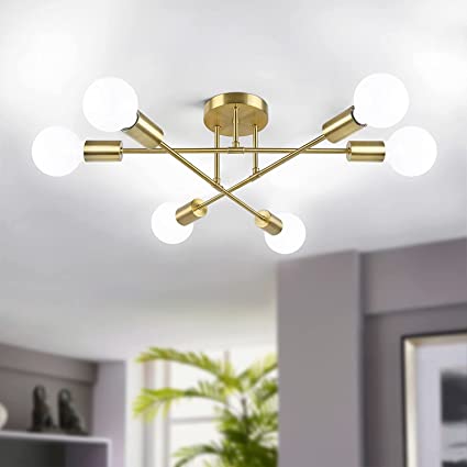 Photo 1 of  6-Light Gold Semi Flush Mount Ceiling Light  - Model: XB2003/ XB2033