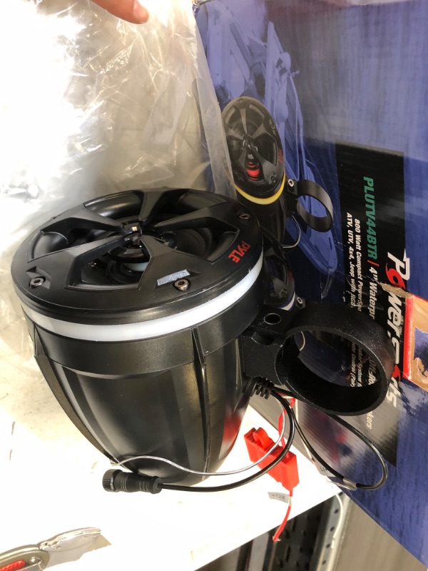Photo 1 of Pyle 2-Way Dual Waterproof Off-Road Speakers - 4" 800W Marine Grade Wakeboard Tower Speakers System w/RGB Lights & Remote, Full Range Outdoor Audio Stereo Speaker for ATV/UTV, Jeep, Boat PLUTV44BTR Black 4" Tower Speakers