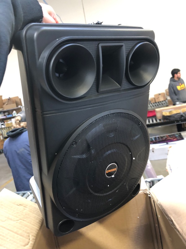 Photo 4 of EARISE R18 Portable PA System Speaker with 2 Wireless Microphones, 8” Subwoofer & 1" Tweeter, RGB Lights, Supports USB/AUX/TF/FM, Rechargeable Bluetooth Speaker, Karaoke Machine for Adults Kids Party