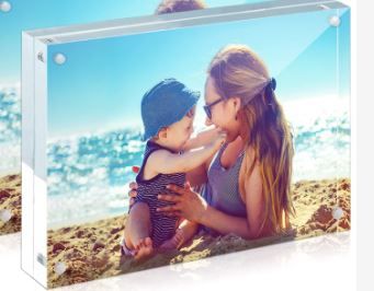 Photo 1 of 1---HELPLEX Acrylic Frame, 8x10 Size, 24mm Thicker Frame, Clear Frame Double-Sided, Magnetic Frame, Free Standing Desktop Display Stand Acrylic Frames 8x10