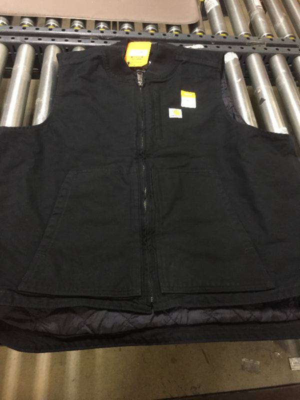 Photo 2 of Carhartt Men's Loose Fit Washed Duck Insulated Rib Collar Vest XX-Large Black