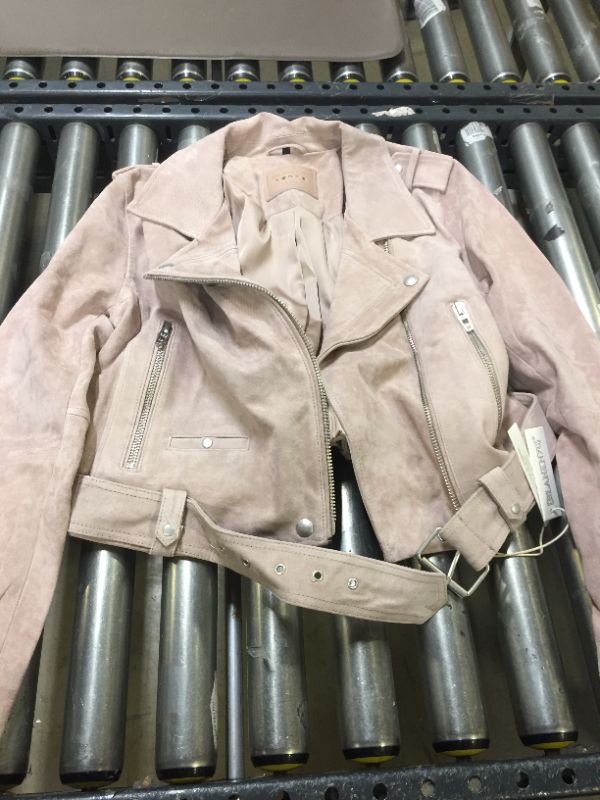 Photo 2 of [BLANKNYC] womens Luxury Clothing Cropped Suede Leather Motorcycle Jackets, Comfortable & Stylish Coats Medium Desert Rose- SIZE M 