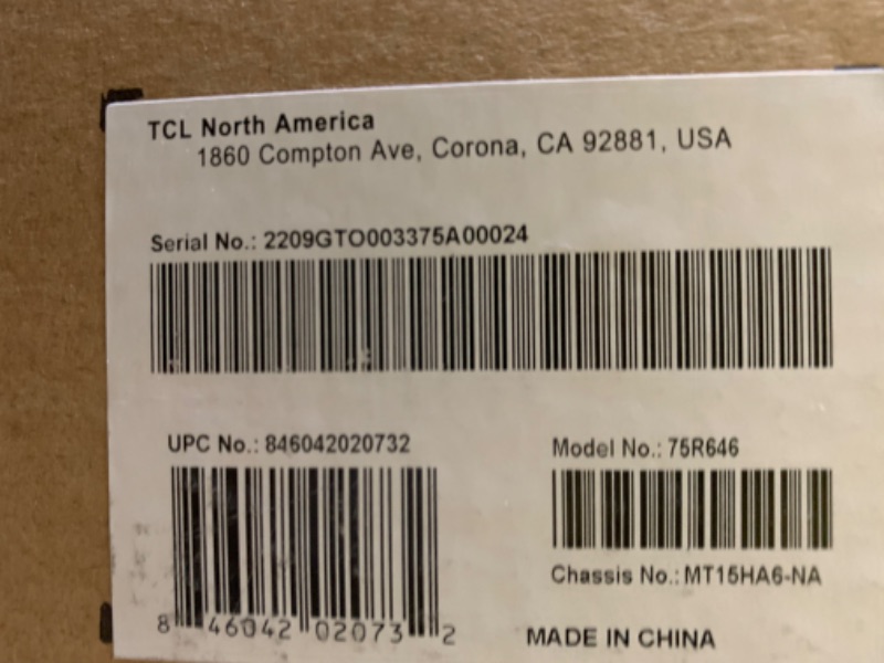 Photo 3 of TCL - 75" Class 6-Series Mini-LED QLED 4K UHD Smart Google TV --- Box Packaging Damaged, Item is Factory Sealed

