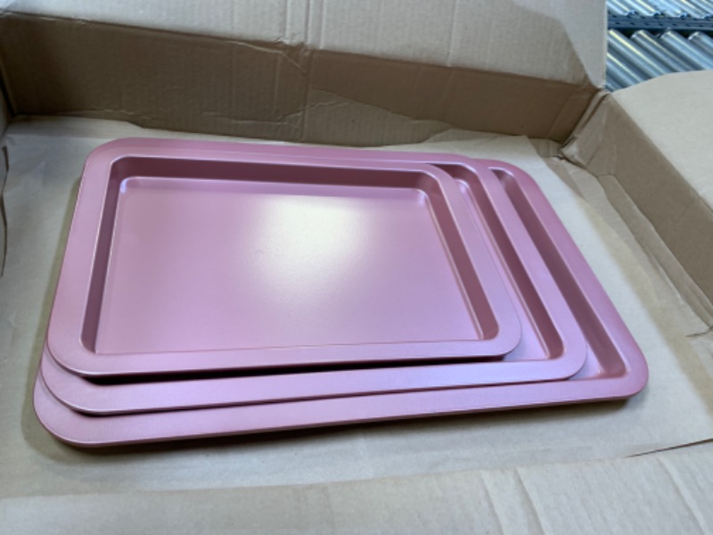 Photo 1 of 3 Tier Pink Metal Trays --- Box Packaging Damaged, Minor Use
