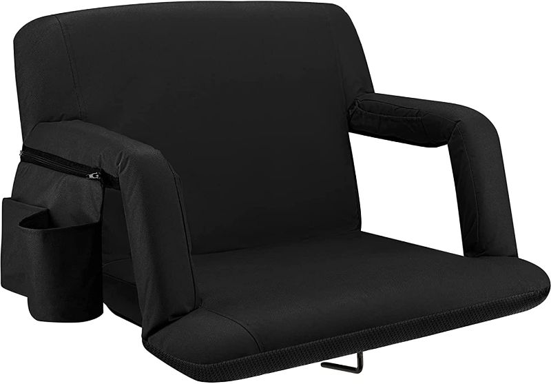 Photo 1 of Alpcour Folding Stadium Seat – 25-inch Extra Wide Padded Adults Camping Reclining Waterproof Bleacher Chair – Best Ultra Extra Thick Lightweight Back Support Cushion Seats for Bleachers w/Arm Rest