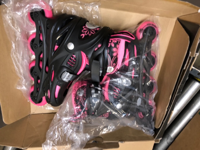 Photo 4 of High Bounce Adjustable Inline Skate for Adults and Kids Lightweight Skates with Smooth Gel Wheels Pink Large (6-9) - Big Kid