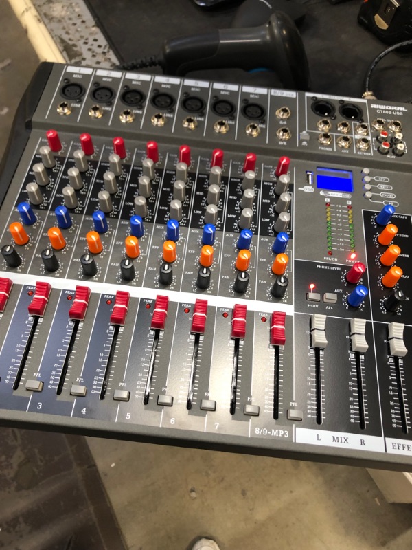 Photo 3 of 8 input Channels Professional Audio Mixer, Sound Board Console Reverb Effect USB Audio Interface, Digital Display, BT, 48V Phantom Power CT80S
