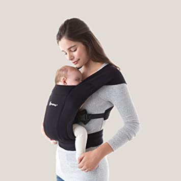 Photo 1 of Ergobaby Embrace Cozy Newborn Baby Wrap Carrier (7-25 Pounds), Ponte Knit, Pure Black