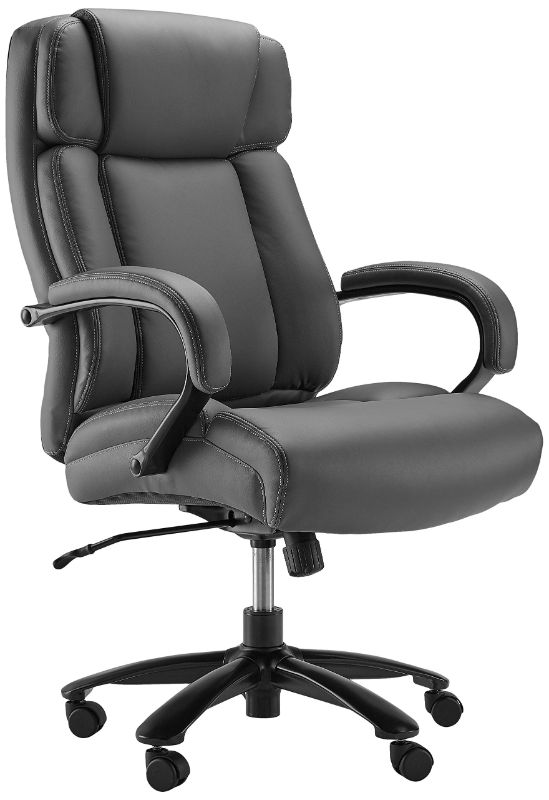 Photo 1 of Amazon Basics Big & Tall Adjustable Executive Office Chair - 500-Pound Capacity, Grey Faux Leather
NEW -  FACTORY SEALED