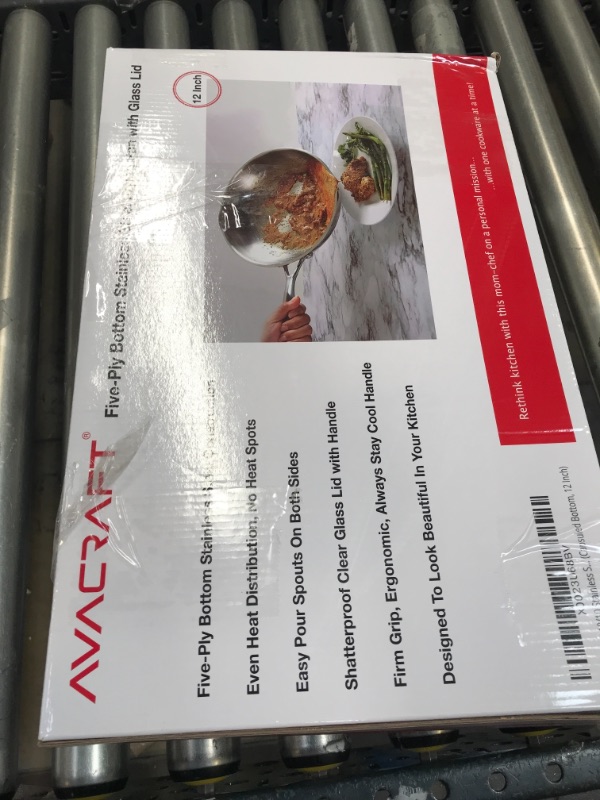 Photo 1 of AVACRAFT 18/10 12 Inch Stainless Steel Frying Pan with Lid, Side Spouts, Induction Pan, Versatile Stainless Steel Skillet, Fry Pan in our Pots and Pans, Cooking Pan(Stainless Steel, 12 Inch) Stainless Steel 12 Inch Stainless Steel