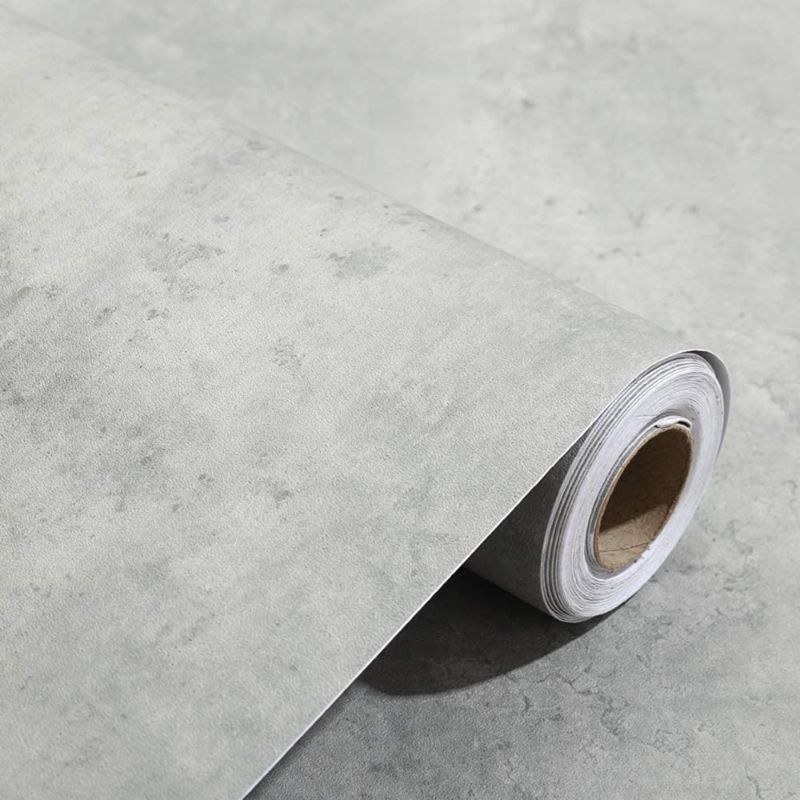 Photo 1 of 24x117 Inches 3D Textured Peel and Stick Concrete Wallpaper Grey Cement Contact Paper for Walls Kitchen Cabinets Countertop Bathroom Bedroom Furniture
